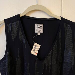 GO BY GO SILK Black Sequin Blouse